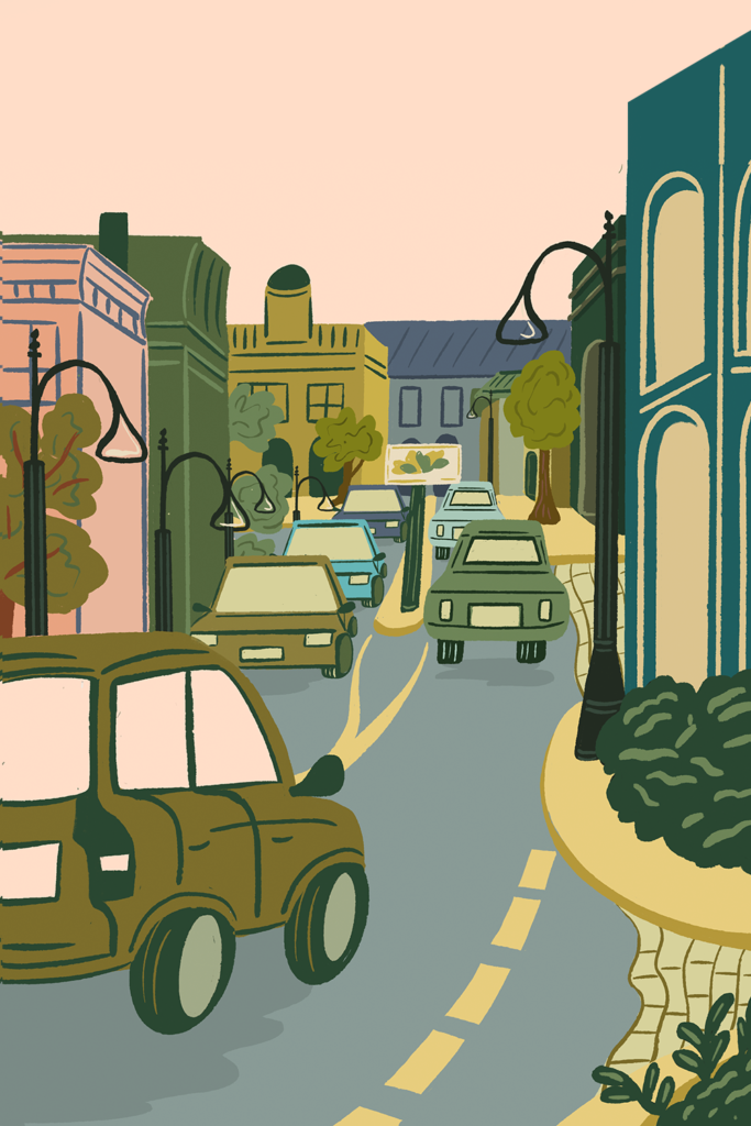 City Street Perspective Illustration