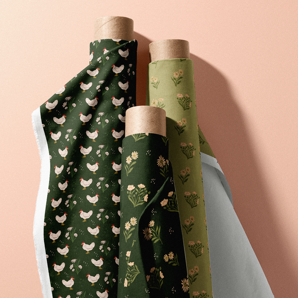 Art Licensing Patterns and Artwork Applied to Fabrics