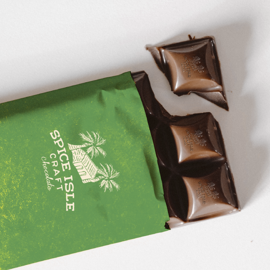 Spice Isle Craft Chocolate Logo on Chocolate Mockup