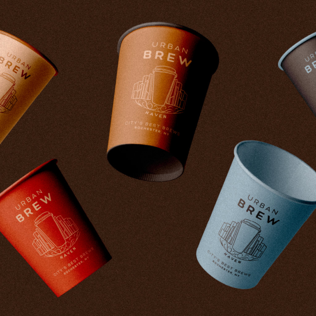 Urban Brew Coffee Branding Mockup of Coffee Cups with Logo